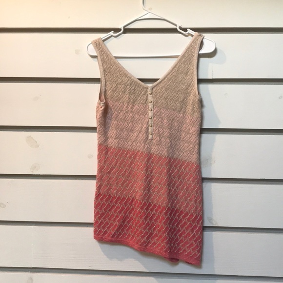 WHBM Gold, Pink, Tan asymmetrical knit top. - Picture 4 of 7